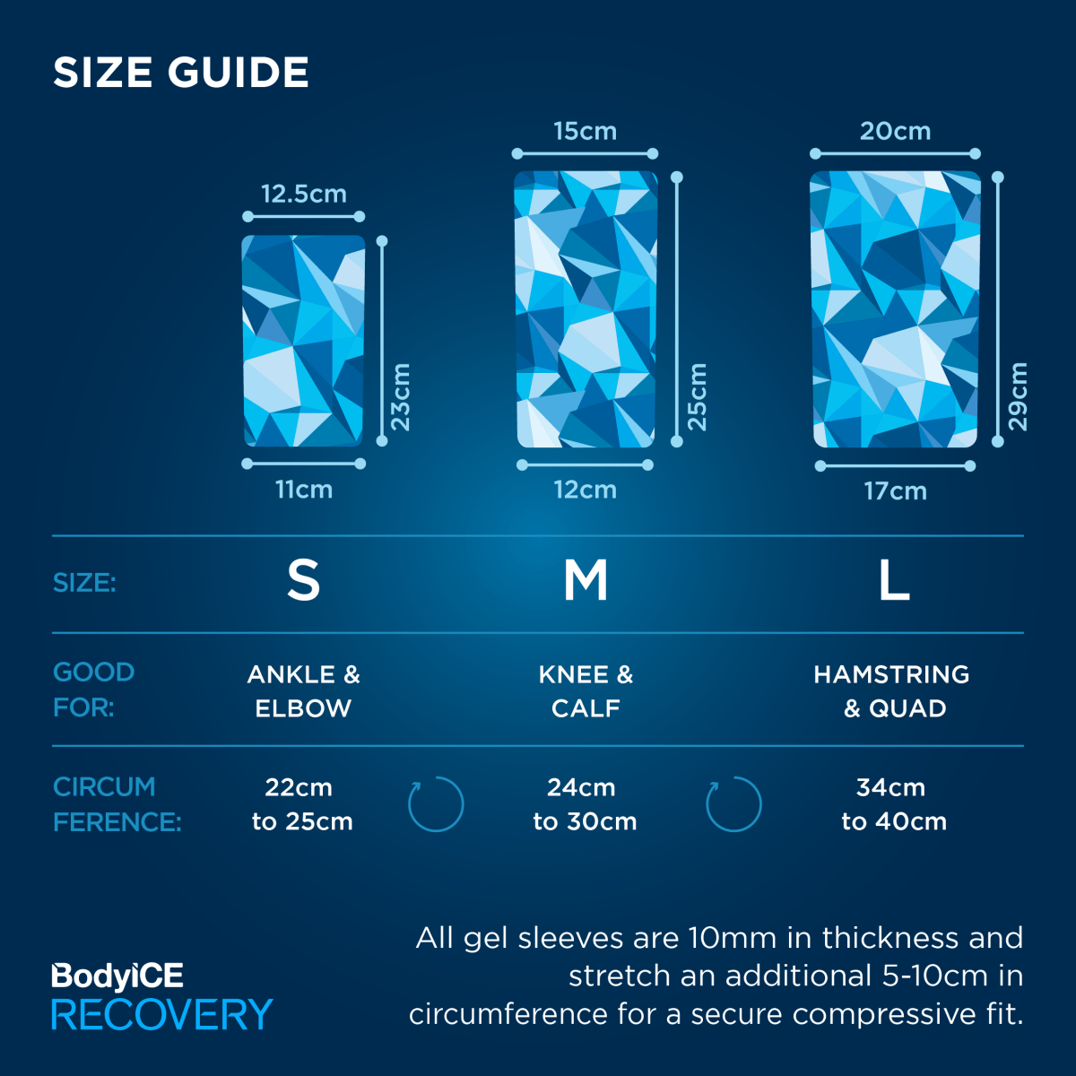 Gel Sleeve size guide