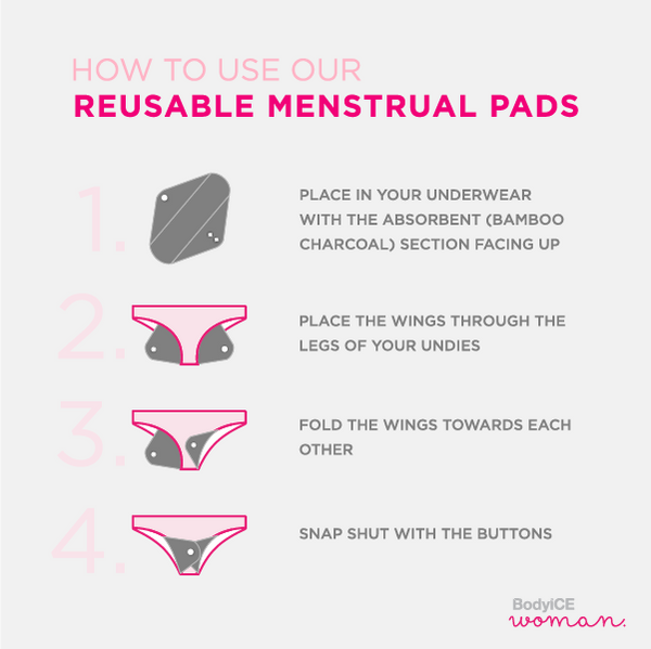 Reusable Bamboo Charcoal Menstrual Pads BodyICE Woman